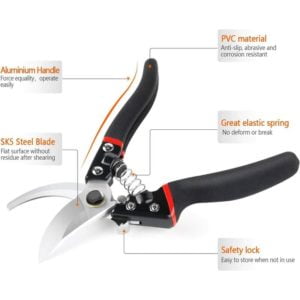 Secateurs, professional pruning shears Spring scissors Secateurs Ø20 mm Secateurs with non-slip PVC handle, easy to use