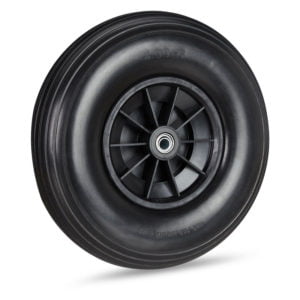 Set of 1 Relaxdays Wheelbarrow Wheel 4.00-6, Solid Rubber, Plastic Rim, 3 Adaptors, Flatproof Tyre, 136 kg, Black