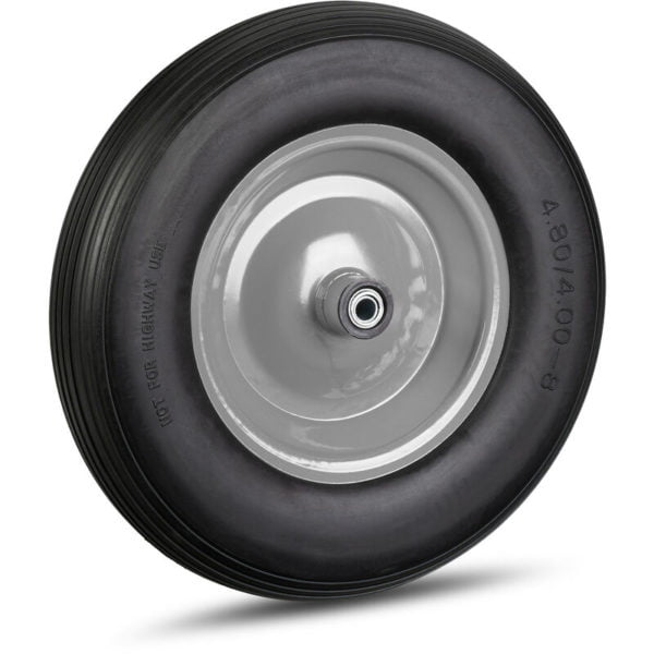 Set of 1 Relaxdays Wheelbarrow Wheel, 4.80 4.00-8 Solid Rubber, Steel Rim, Flat-Free Spare Tire, 100kg, Black/Grey