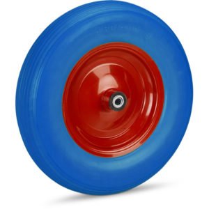 Set of 1 Relaxdays Wheelbarrow Wheel, 4.80 4.00-8 Solid Rubber, Steel Rim, Flat-Free Spare Tire, 100kg, Blue/Red