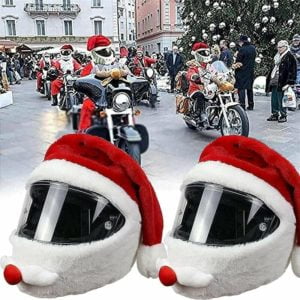 Set of 2 Christmas Motorcycle Helmet Covers Custom Motorcycle Helmet Santa Claus Helmet (Without Helmet)