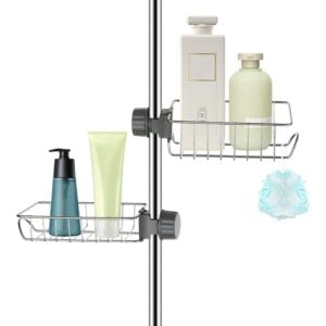 Set of 2 Shower Shelf, Telescopic Bathroom Shelf Without Drilling Stainless Steel, Easy Fix Shower Caddy for Bathroom, Kitchen