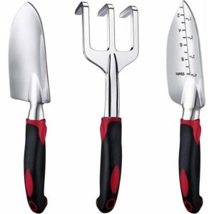Set of 3 -piece garden tools, set of stainless steel garden tools, set of garden tools, hand trowel, plant trowel, rake