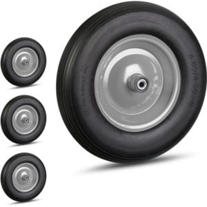 Set of 4 Relaxdays Wheelbarrow Wheels, 4.80 4.00-8 Solid Rubber, Steel Rim, Flat-Free Spare Tire, 100kg, Black/Grey