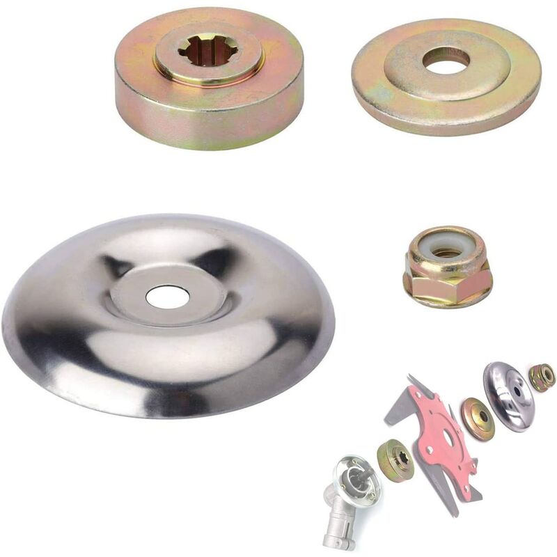 Set of 4 Strimmer Brushcutter Accessories Metal Fixing for Lawnmower Brushcutter Trimmer Gear Lawnmower Metal Blade Plate with M10 Starter Discs for