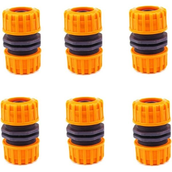 Set of 6 plastic garden hose fittings for 1.27cm quick connect garden hose