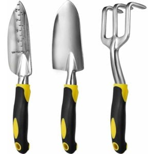 Set of high performance aluminum castle garden tools 3 pices with trowel hand, planting, farmer and hand rake for garden plantation