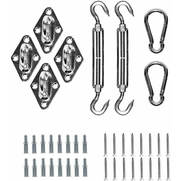 Shade Sail Fixing Kit - 304 Stainless Steel Hardware Fixing Accessories Kit for Shade Sail Triangle Square Shade Sail