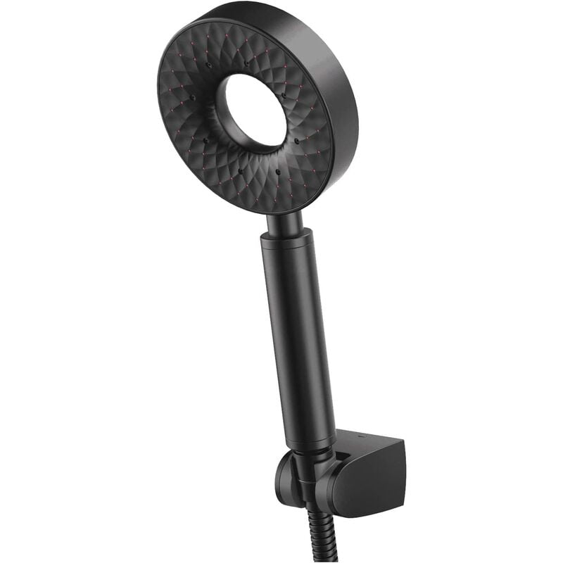 Shower Head Black Round Self Cleaning Hand Shower 3 Modes Universal abs Plastic Shower Head Shower Head with 150cm Shower Hose abs Shower Holder