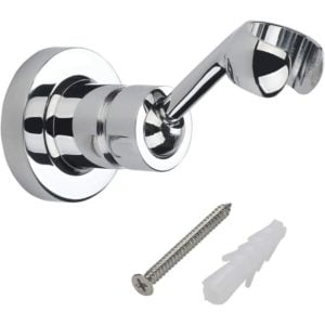 Shower Head Holder - Copper Wall Mount Bracket for Handheld Shower Head and Standard Shower Hose - 360 Degree Adjustable Chrome