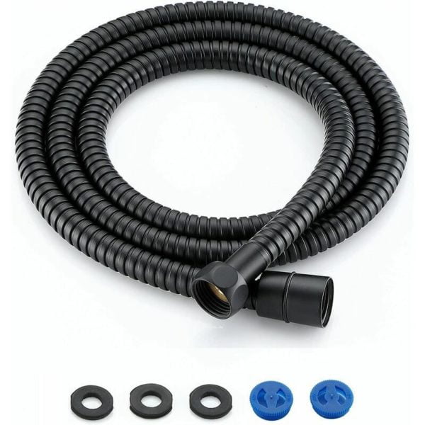 Shower Hose 1.5M Matte Black, Universal Shower Hose in Stainless Steel Shower Cable, Explosion Proof and Anti Twist10 - serial number