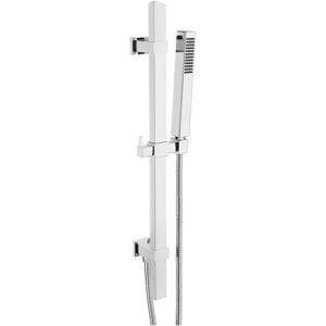 Signature - Square Premium Shower Slide Rail Kit with Single Function Handset and Elbow - Stainless Steel