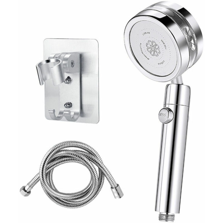 Silver Turbocharged Shower Head with 1.5m Hose and Wall Mounted Shower ...