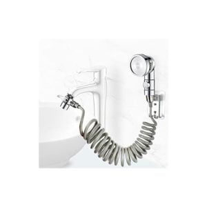 Sink Shower Head Set Bathroom Handheld Shower Telescopic Hose Perfect for Washing Hair or Cleaning the Sink (Faucet Not Included) (Silver)
