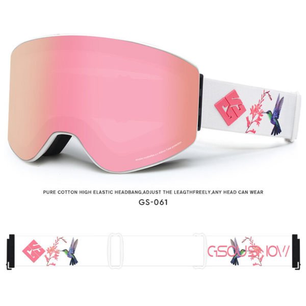 Ski Goggles, Skiing Goggles For Snowboard Jet Snow, Pink For Women Men Ladies Youth Teen OTG Over Helmet Compatible, Anti-fog 100% UV Protection,