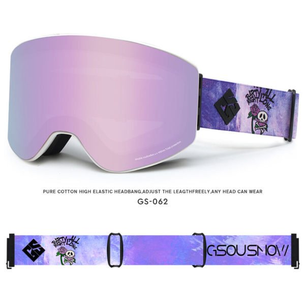 Ski Goggles, Skiing Goggles For Snowboard Jet Snow, purple For Women Men Ladies Youth Teen OTG Over Helmet Compatible, Anti-fog 100% UV Protection,