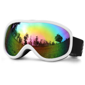 Ski goggles women's and men's anti-fog and anti-glare ski goggles with UV400 helmet compatible, bright white mercury