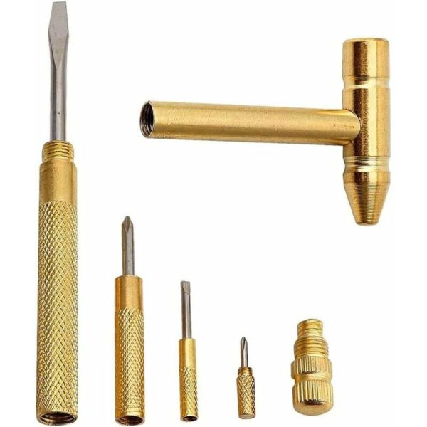 Sl.gt Brass Hammer 5-in-1 Mini Hammer Copper Hammer with Screwdrivers Multi-function Gold Tool, Copper Plated Hammer