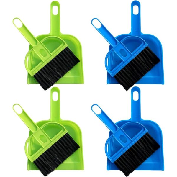 Small Broom Shovel Set, Mini Dustpan And Brush Set 4 Piece Office Home Cleaning