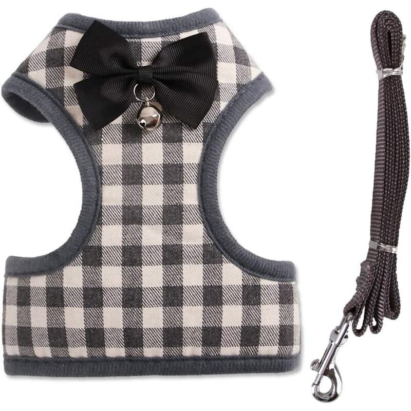 Small Dog Harness and Leash, Cat Vest Harness with Padded Bowknot Mesh for Small Dog Chihuahua Yorkie Pug