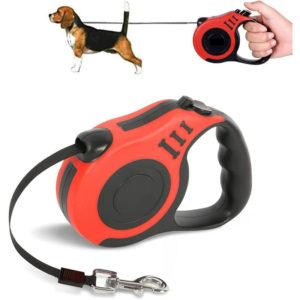 Small and Medium Dog Walking Rope, Automatic Retractable Reflective Rope, Dog Lead, Telescopic Troaction, Suitable for Small and Medium Dogs (Red)