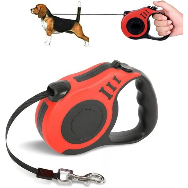 Small and Medium Dog Walking Rope, Automatic Retractable Reflective Rope, Dog Lead, Telescopic Troaction, Suitable for Small and Medium Dogs (Red)