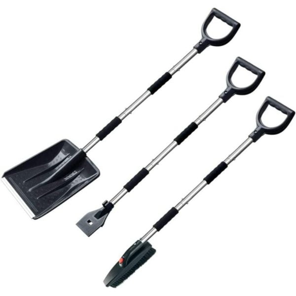 Snow shovel kit multifunction snow 3-in-1 with ice scraper and snowbarrow, one-way made of portable snow shovel for auto-truck car