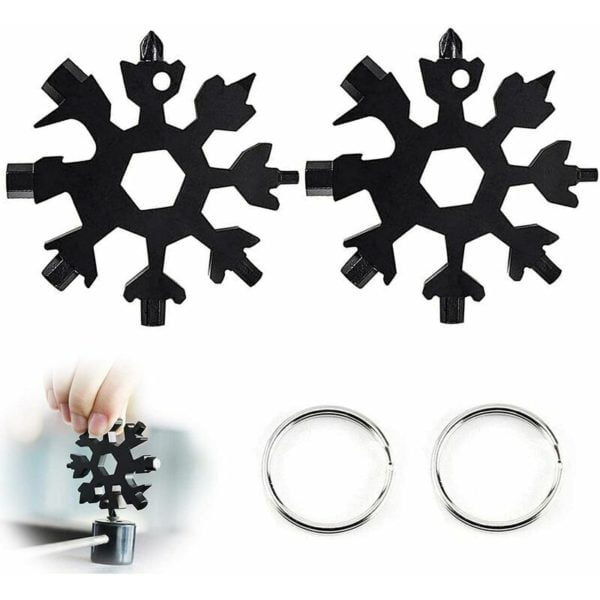 Snowflake Tool 2 Snowflake Tools Portable Multi Tool Stainless Steel Snowflake Wrench Stainless Steel 18 in 1 Keychain Outdoor Multi Tool