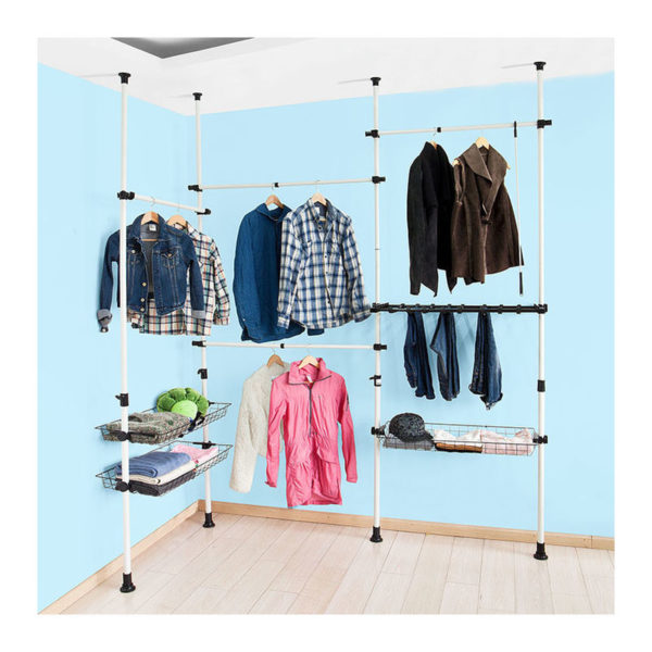 Sobuy - Telescopic Wardrobe Organiser Adjustable Size Of Clothes Rack, FRG38