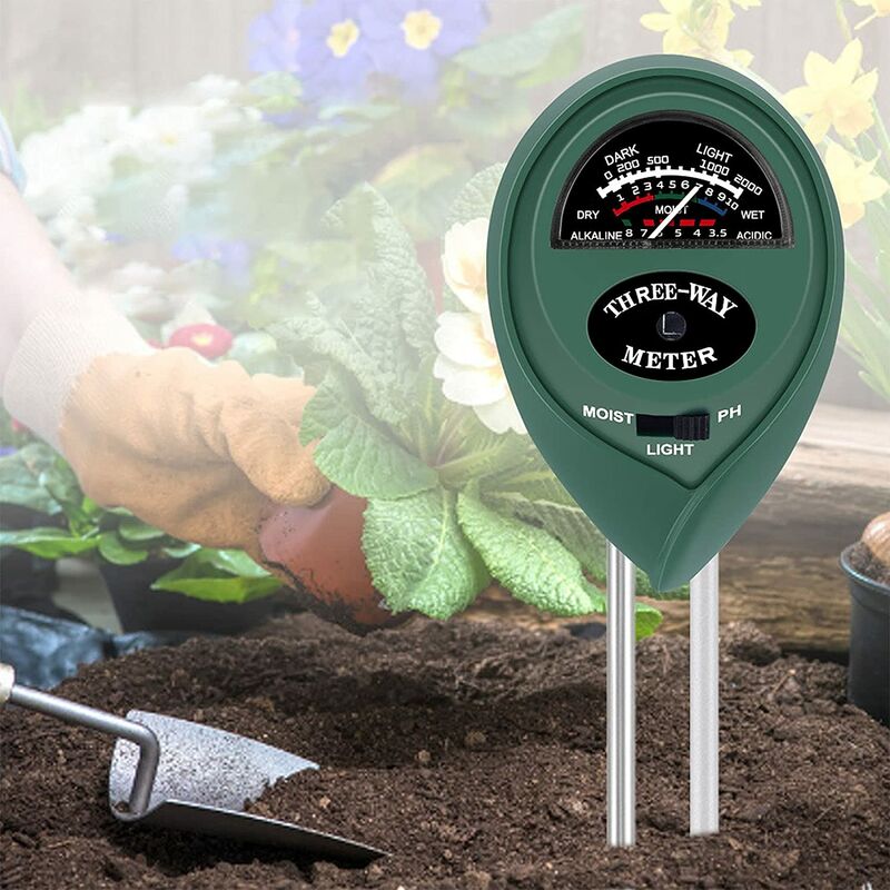 Soil pH Meter, 3 in 1 Soil Tester Kits with Moisture,Light and PH Test for Garden, Farm, Lawn, Indoor & Outdoor (No Battery Needed)