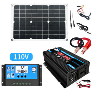 Solar Panel System 18V 20W Solar Panel 30A Charge Controller with Dual USB Car Solar Inverter Kit Complete Power Generation Supply for Mobile Phones