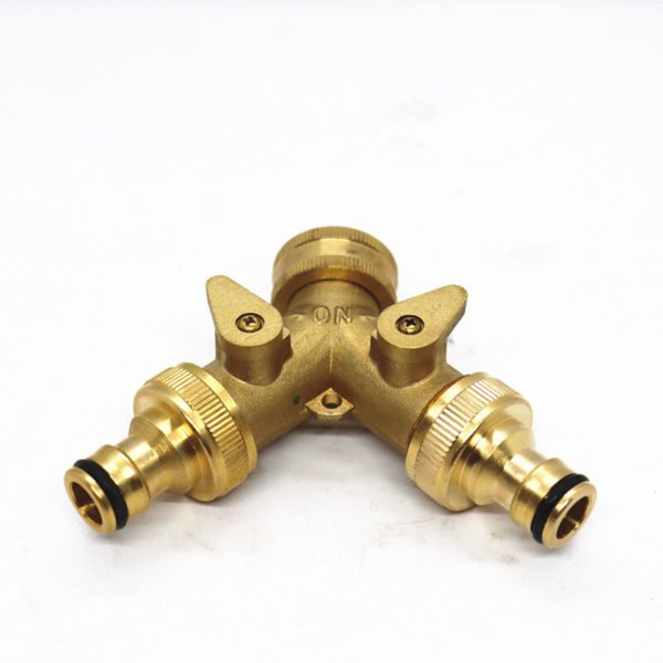 Solid Brass Double Hose Connector for Outdoor Faucet and Garden Hoses - Snap-On y Garden Tap Connector