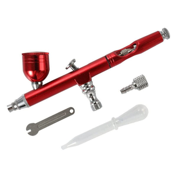 Spray Paint Pen 0.3mm Multi-Use Dual Action Gravity Airbrush Kit Spray Air Brush Gun Tattoo Nail Tool(Red)