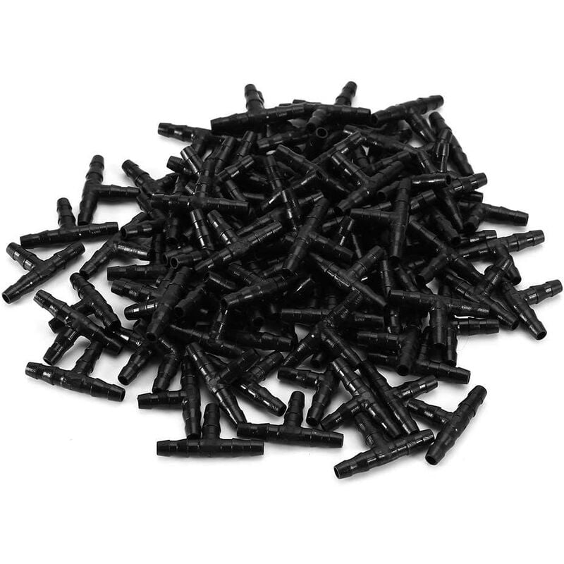 Sprinkler Parts and Fittings T-Hose Barb Hose Fitting Tee Joiner Drip System for Patio, Lawn, Garden and Agricultural100PCS