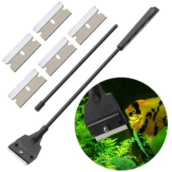 Stainless Steel Aquarium Fish Tank Algae Scraper Blade Aquatic Water Live Plant Grass Cleaning Multi-tool Cleaner Kit Set -01-33cm