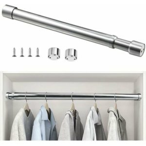 Stainless Steel Extendable Closet Rod 51cm to 80cm Adjustable Telescopic Curtain Rod Anti-Corrosion Expandable Closet Tube for Wardrobe Bathroom