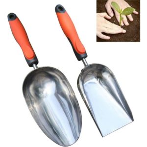 Stainless Steel Flower Shovel Potted Planting Shovel Garden Planting Tools Outdoor Gardening Supplies Round + dish