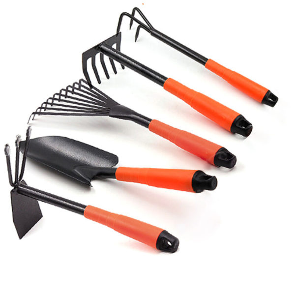 Stainless Steel Gardening Tools Five Set Household Anti Slip Handle Shovel Hoe Garden Planting Tool Set