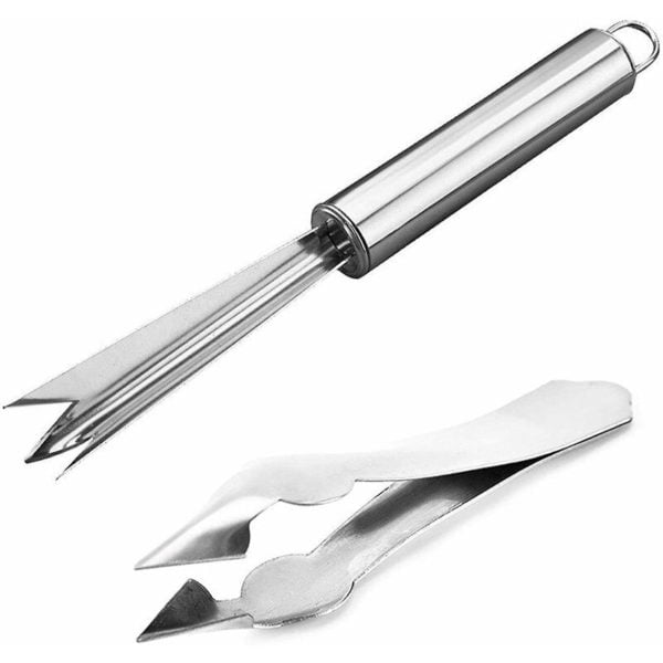 Stainless Steel V-Shaped Seed Peeler - 1 Eye Peeler, 1 Clip - Pineapple Eye Shovel