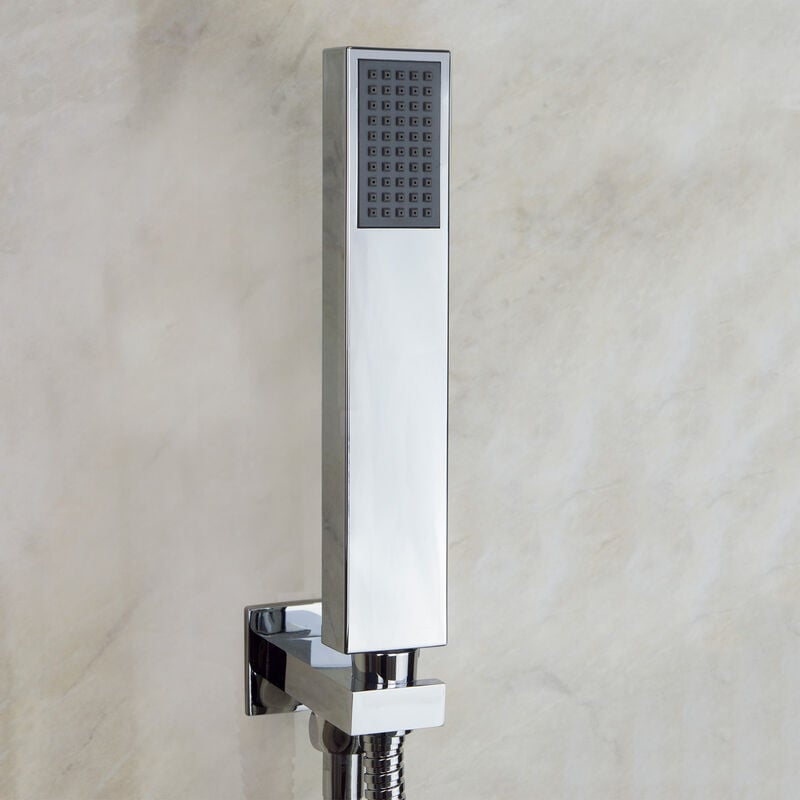 Stanmore Chrome Rectangular Shower Handset Kit & 1.5m Hose, Adjustable Bracket