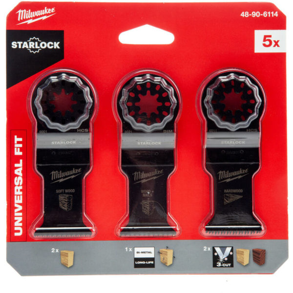 Starlock Multi-Tool Blade Pack of 5 for Wood Nails Bi-Metal 48906114 - Milwaukee