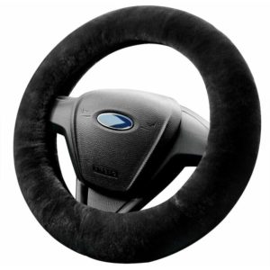 Steering Wheel Cover, Universal Car Steering Wheel Cover Telescopic Plush Steering Wheel Cover Auto Accessories Steering Wheel Cover, 38cm (Black)