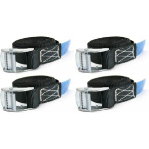 Strapon - 4 Pack) 400kg Endless Cam Buckle Lashing Load Restraint Tie Down Strap for Luggage Cargo Baggage Trailer (1mtr)