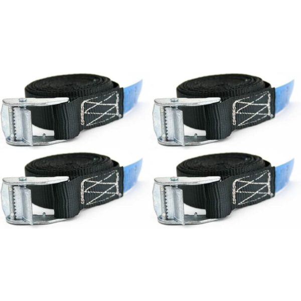 Strapon - 4 Pack) 400kg Endless Cam Buckle Lashing Load Restraint Tie Down Strap for Luggage Cargo Baggage Trailer (2mtr)
