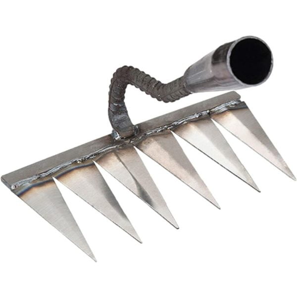 Stubble rake Metal Hand Rakes for Gardening, Weeding - Heavy Duty Metal Tine Rake, Dethatching, Weeding, Area Rake, Rock, Gravel, Cultivator Rake by