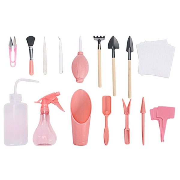 Succulent Planting Tools, Mini Garden Hand Tool, 16 Pieces, Shovel Rake, Tweezers and Kettle