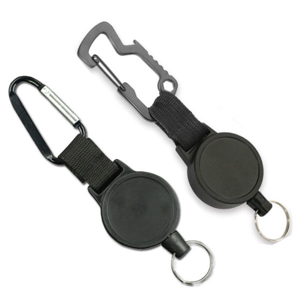 Sun Flowergb - 2 Pack Retractable Keychain, Multi-Tool Carabiner Badge Holder, Heavy Duty Badge Reel, Retractable Keychain with Steel Cable, Key Ring