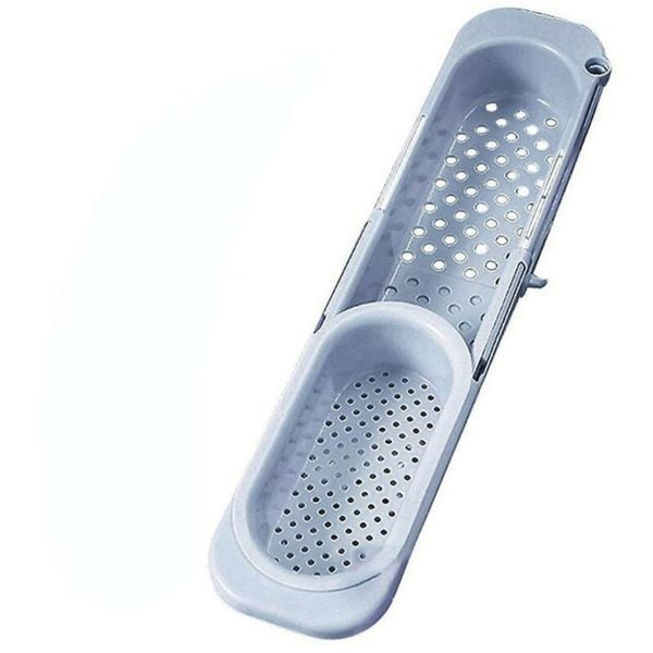 Sun Flowergb - Kitchen Sink Rack Storage Basket Telescopic Drainer Dish Strainer Sponge Organizer Blue