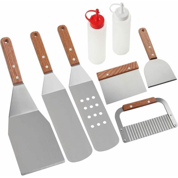 Sun Flowergb - Outdoor stainless steel bbq tool set camping bbq shovel iron plate bbq shovel combination bbq bbq tool set 8 piece bbq set