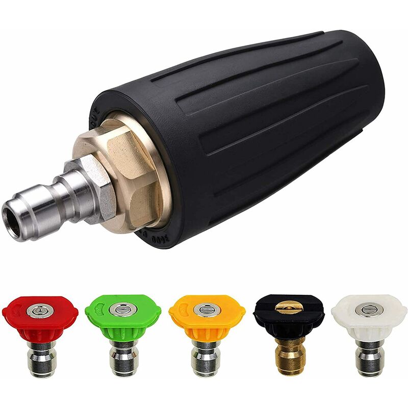 Sun Flowergb - Pressure Washer Rotating Turbo Nozzle - 5,000 psi Maximum Working Pressure - Includes: Kit of 5 multi-degree spray nozzles (0/15/25/40)
